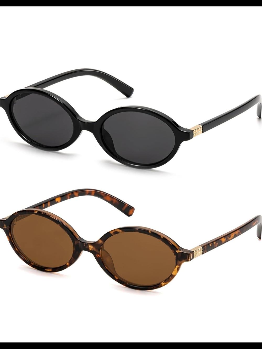 Retro Oval Sunglasses for Women Vintage 90s Y2K Trendy Designer Sun Glasses 2 Pc